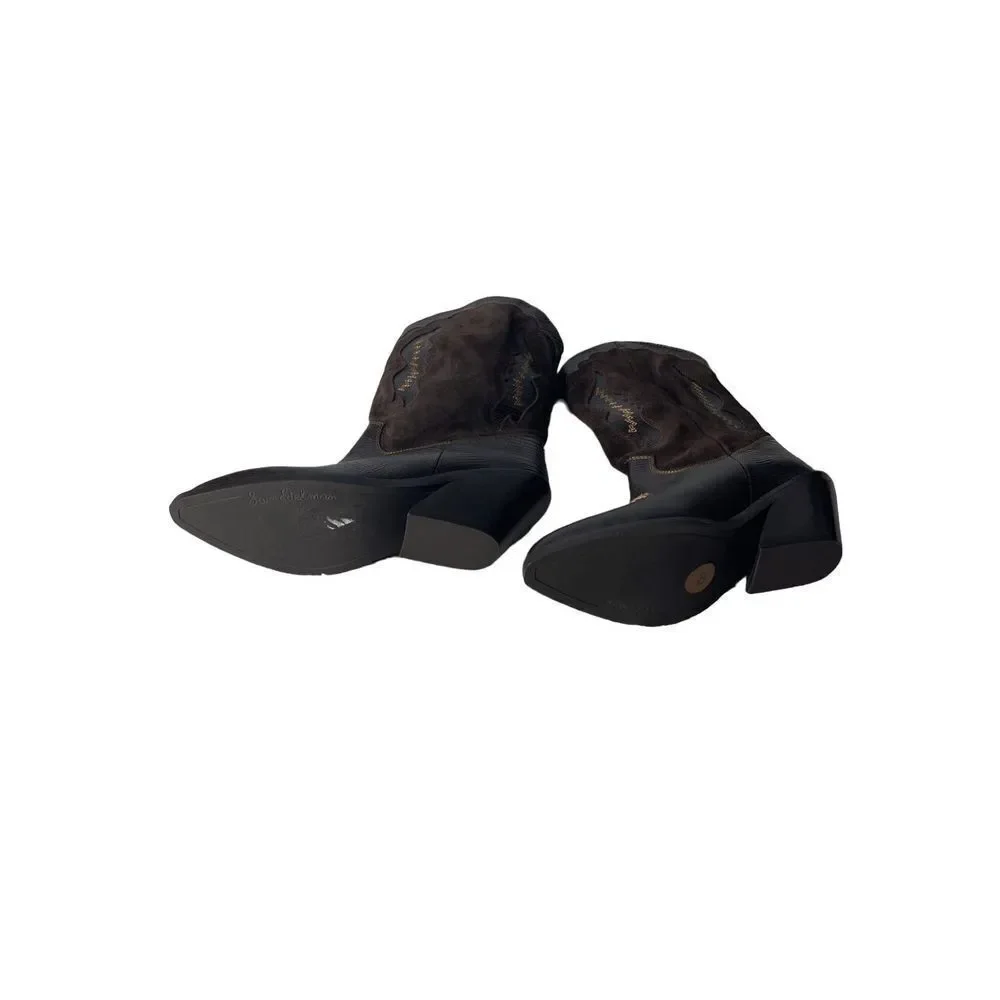 Sam Edelman Western Kitty Heel Dark Brown Boots - Picture 8 of 8